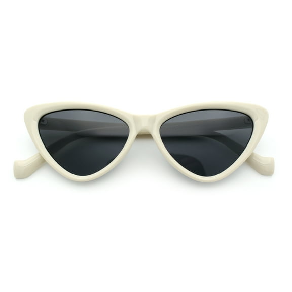Womens Triangle Gothic Fashion Cat Eye Plastic Retro Sunglasses Ivory - Black