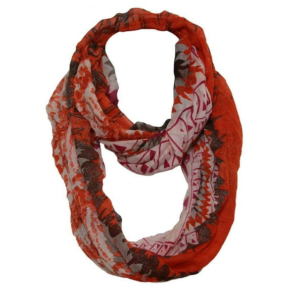 Womens Tribal Patter Infinity Scarf - Orange