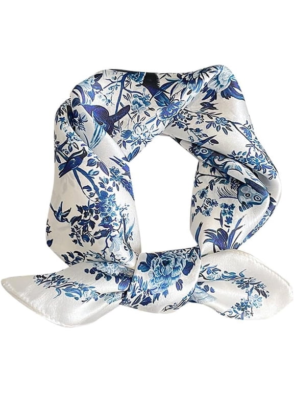 Womens Tromp Loeil Leather Belt Printed Silk Square Silk Long Mulberry Scarf