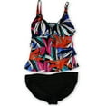 thumbnail image 1 of Womens Tropical Ruched Brief 2 Piece Tankini multiblk 20, 1 of 2