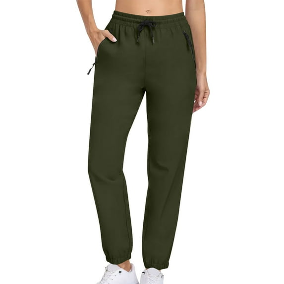 Womens Trouser Pants Spring Summer Running Trousers with Zip Pocket Casual Fitness Athletic Yoga Leggings with Elastic Womens Capri Pants Green M