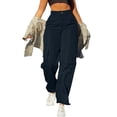 thumbnail image 1 of Womens Trouser Pants Wide Leg New Baggy Cargo Pants for Women High Waisted Wide Leg Streetwear Lightweight Hiking with Pockets Casual Trousers Navy XXL, 1 of 6
