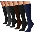 thumbnail image 1 of Womens Trouser Socks, 6 Pairs Silky Knee High Nylon Dress Socks, Opaque Stretchy, 1 of 7