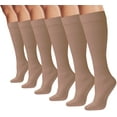 thumbnail image 1 of Womens Trouser Socks, 6 Pairs Silky Knee High Nylon Dress Socks, Opaque Stretchy, 1 of 5