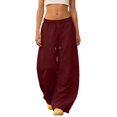thumbnail image 1 of Womens Trousers Barrel Sweatpants Casual Baggy Elastic Waisted Wide Leg Comfy With Pockets Summer Casual Fashion Pants For Women, 1 of 5