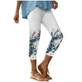thumbnail image 1 of Womens Trousers Elasticated Compression Slacks Slim Fit 3/4 Capri Pants High Waist Printed Trousers Straight Leg Slacks Tight Pants Base Trousers Leggings Slacks Up to 65% off, 1 of 5
