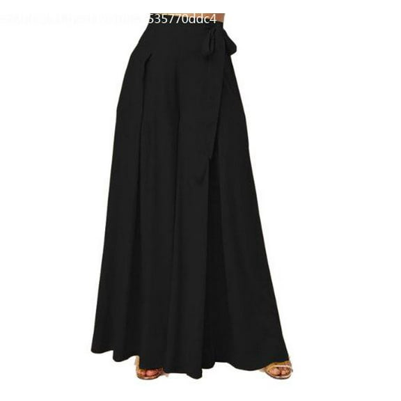 ZANZEA Womens Trousers With Belt Long Palazzo High Waist Flare Wide Leg Pants