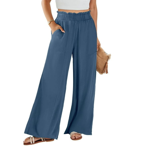Womens Trousers Women's Casual Pants Blue Baggy Pants Lounge Pants Wide Leg Trousers Women Summer Clothes for Women