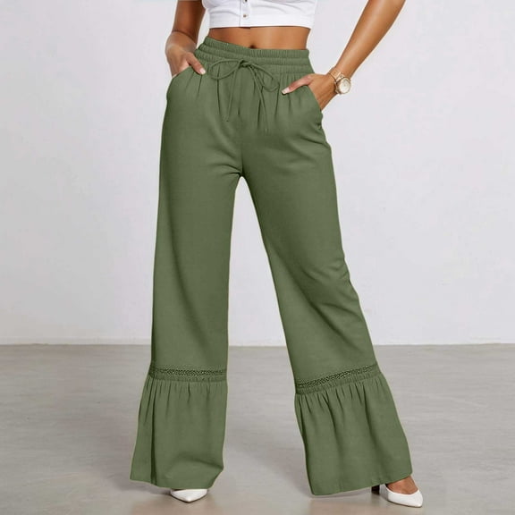 Womens Trousers Women's Casual Pants Green Pants Womens Comfortable Pants Womens Wide Leg Pants Womens Summer Pants