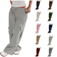 thumbnail image 1 of Womens Trousers Work Pants Mid Rise Relaxed Straight Leg Cargo Casual Trousers with Multi Pockets Women's Pants Gray M, 1 of 8