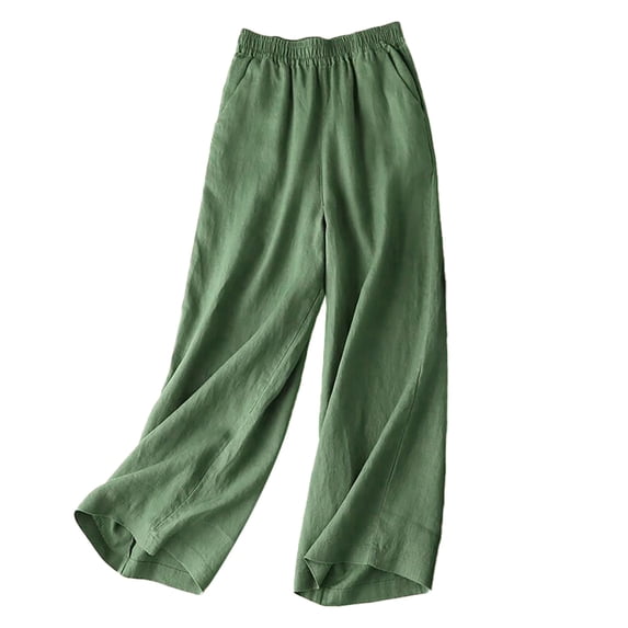 Womens Trousers with Pockets Long Mid Waist Linen Solid Color Drape Casual Fashion Oversized Strentchy Pants for Women