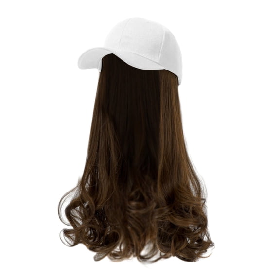 Womens Trucker Hat Ponytail Baseball Cap with Mesh Back With Hair Extensions Synthetic Wig Attached Long Pear Roll Curly Adjustable Wave Hairpiece For Women