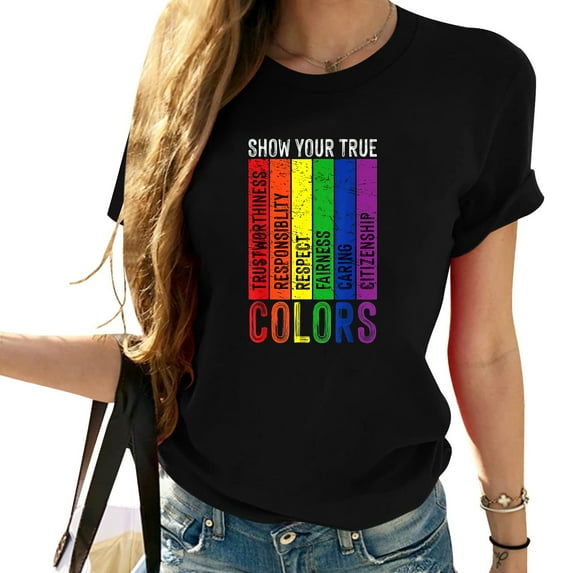 Womens True Colors Gay Rainbow Pride Flag Lgtbq Cool Lgbt Ally Gift T-Shirt Black 2XL
