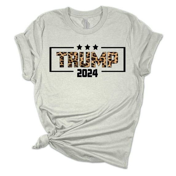 Womens Trump Tshirt Trump 2024 Leopard Print Short Sleeve T-shirt-Athletic Heather-large