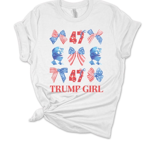Womens Trump Tshirt Trump Girl 47 American Bows Funny Short Sleeve T-shirt-White-xxxl