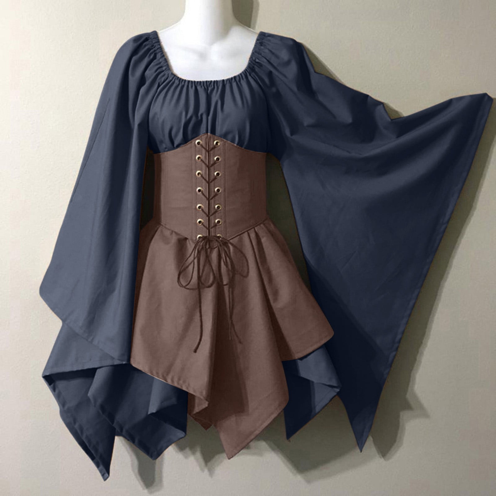 For Womens Trumpet Sleeve Irish Shirt Dress With Corset Traditional ...