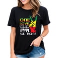 thumbnail image 1 of Womens Tshirt Caribbean Music Pride Flag Shirt Jamaica One Love Reggae Casual Short Sleeve Tops Black Small, 1 of 4