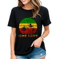 thumbnail image 1 of Womens Tshirt Caribbean Reggae One Love Retro Vintage Sunset Jamaica Vacation Casual Short Sleeve Tops Black 4X-Large, 1 of 4
