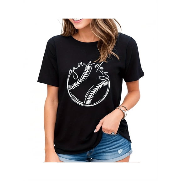 Womens Tshirt Game Day Baseball Baseball Life, Softball Life Gift Casual Short Sleeve Tops
