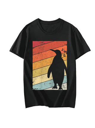 Men's Casual Trendy Oversized T-shirt, Cute Penguin Print Short