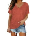thumbnail image 1 of Womens Tshirts, Comdrip Short Sleeves V Neck Plain Color Soft Loose Fitting Summer T Shirts Women Womens Shirts orange XL, 1 of 6