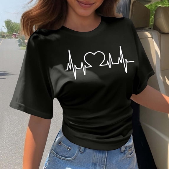 Womens Tshirts Korean Style Short Sleeve T Shirt Loose Fit Crew Neck Basic Summer Top Tops for Women Black L