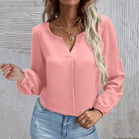 Womens Tshirts Long Sleeve V Neck Basic Tees Business Spring Outfits Women's Clothing Size M