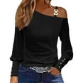 thumbnail image 1 of Womens Tshirts Long Sleeve Womens Tunic Tops Fall Lace Hollow Out Sexy Off Shoulder Comfy Solid Color Blouses Business Casual Black M, 1 of 6