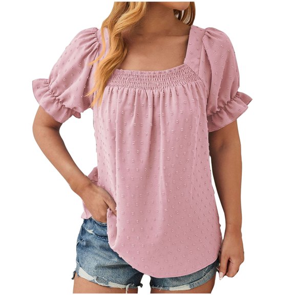 Womens Tshirts Trendy Fashion Tops Short Sleeve Business Tee Shirts Casual Knitted Blouses Summer,Slim Fit Short Sleeve Blouse Summer Dressy T Shirts 2025 Fashion Clothes Trendy Outfit