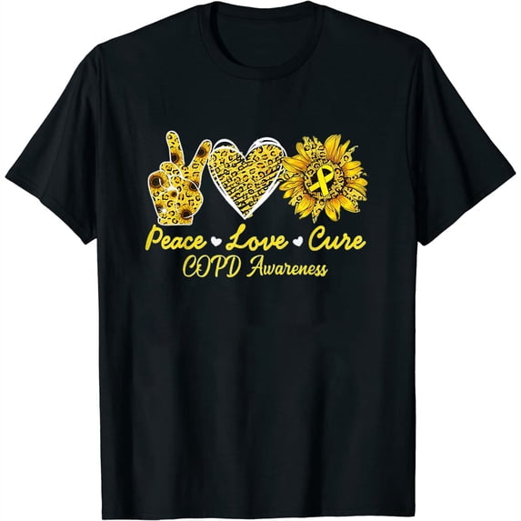 Womens Tu Sunflower Ribbon Copd Awareness Costume Warrior T-Shirt Black 2X-Large