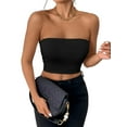 thumbnail image 1 of Womens Tube Tops Strapless Crop Tops Basic Backless Sleeveless Bandeau Going Out Cute 2025 Summer Outfits Black S, 1 of 7