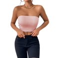 thumbnail image 1 of Womens Tube Tops Strapless Crop Tops Basic Backless Sleeveless Bandeau Going Out Cute 2025 Summer Outfits Pink M, 1 of 7