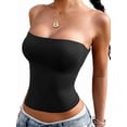 thumbnail image 1 of Womens Tube Tops Strapless Crop Tops Basic Backless Sleeveless Going Out 2026 Spring Summer Clothes Black XL, 1 of 7