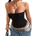 thumbnail image 1 of Womens Tube Tops Strapless Crop Tops Basic Backless Sleeveless Going Out 2026 Spring Summer Clothes Black XL, 1 of 7
