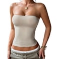 thumbnail image 1 of Womens Tube Tops Strapless Crop Tops Basic Backless Sleeveless Going Out 2026 Spring Summer Clothes Light Khaki S, 1 of 8