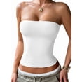 thumbnail image 1 of Womens Tube Tops Strapless Crop Tops Basic Backless Sleeveless Going Out 2026 Spring Summer Clothes White XL, 1 of 8