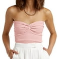 thumbnail image 1 of Womens Tube Tops Summer Sweater Twist Knot Front Knit Bandeau Strapless Ribbed Sleeveless Y2K Corset Crop Top, 1 of 6