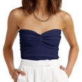 thumbnail image 1 of Womens Tube Tops Summer Sweater Twist Knot Front Knit Bandeau Strapless Ribbed Sleeveless Y2K Corset Crop Top, 1 of 6