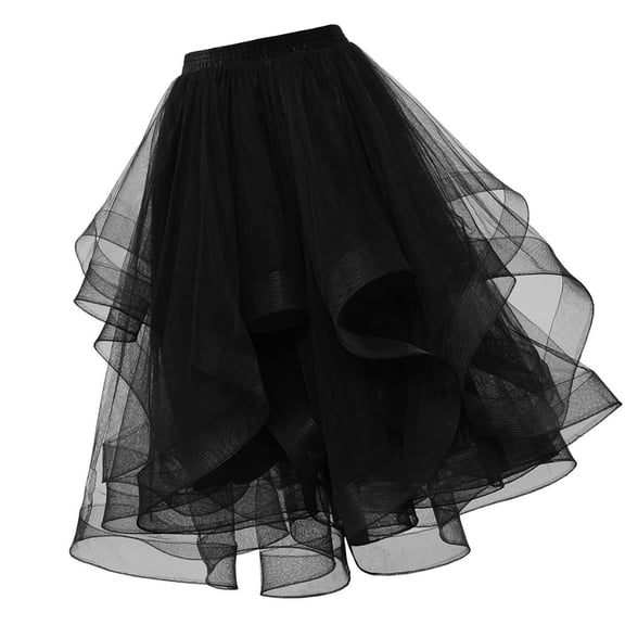 Womens Tulle Skirt Formal Irregular Length Elastic High Waist Layered Mesh A Line Tutus Long Skirts for Formal Event