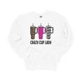 thumbnail image 1 of Womens Tumbler Sweatshirt Funny Crazy Cup Lady Crewneck Sweatshirt-White-large, 1 of 1