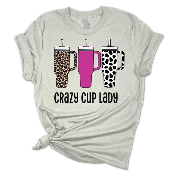 Womens Tumbler Tshirt Funny Crazy Cup Lady Short Sleeve T-shirt-Athletic Heather-xxl