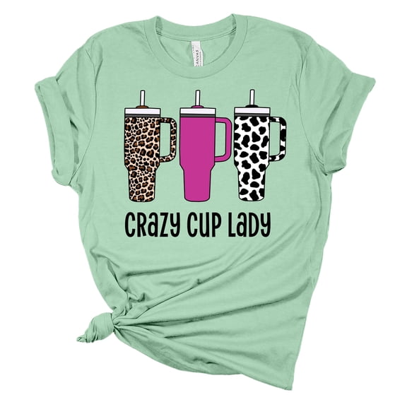 Womens Tumbler Tshirt Funny Crazy Cup Lady Short Sleeve T-shirt-Mint-medium