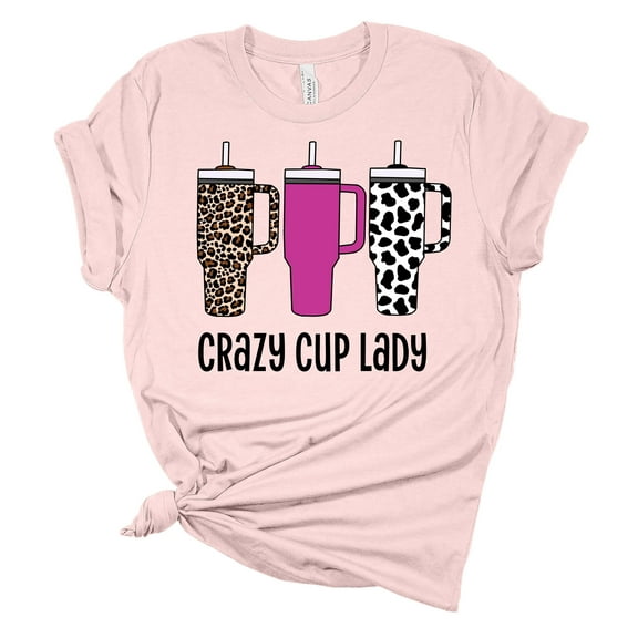 Womens Tumbler Tshirt Funny Crazy Cup Lady Short Sleeve T-shirt-Soft Pink-small