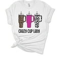 thumbnail image 1 of Womens Tumbler Tshirt Funny Crazy Cup Lady Short Sleeve T-shirt-White-large, 1 of 1