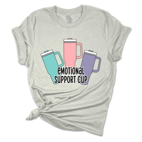 Womens Tumbler Tshirt Funny Emotional Support Cup Short Sleeve T-shirt-Athletic Heather-4xl