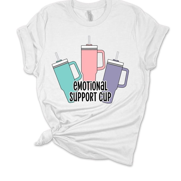 Womens Tumbler Tshirt Funny Emotional Support Cup Short Sleeve T-shirt-White-xl