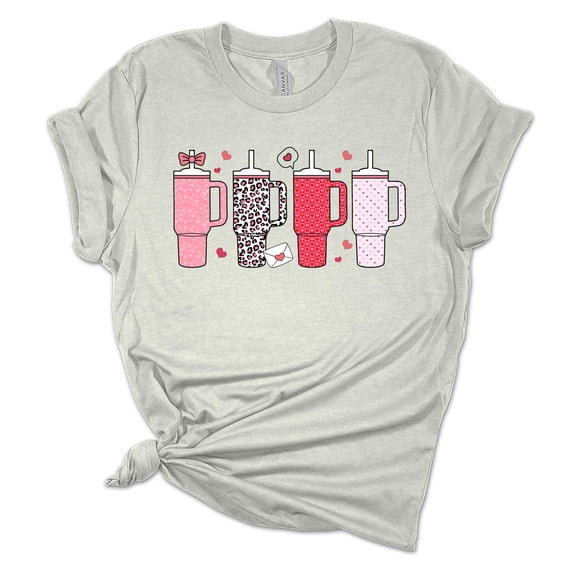Womens Tumbler Tshirt Valentines Day Cup Colletion Short Sleeve T-shirt-Athletic Heather-xxxl