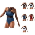 thumbnail image 1 of Womens Tummy Control Front Crossover One Piece Swimsuit - Hollow Monokini Bathing Suit, 1 of 9