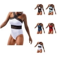 thumbnail image 1 of Womens Tummy Control Front Crossover One Piece Swimsuit - Hollow Monokini Bathing Suit, 1 of 8