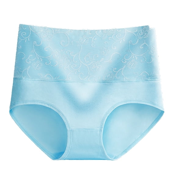 Womens Tummy Control High Waisted Underwear Lace Cotton Full Coverage Stretch Soft Breathable Panties Ladies Briefs